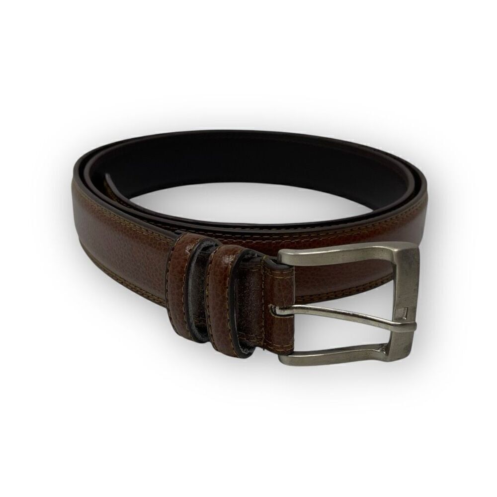 Florsheim Brown Leather Belt Silver Buckle Made In Mexico Men’s Size 44”